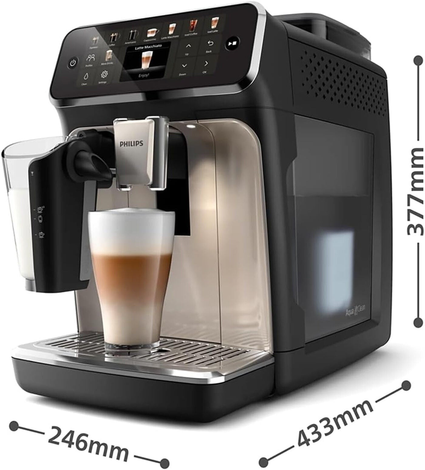 Kaffeevollautomat Serie 5500 EP5547/90 - 20 Kaffeespezialitäten, Mit LatteGo-Milchsystem, SilentBrew Technologie, Schwarz verchromt