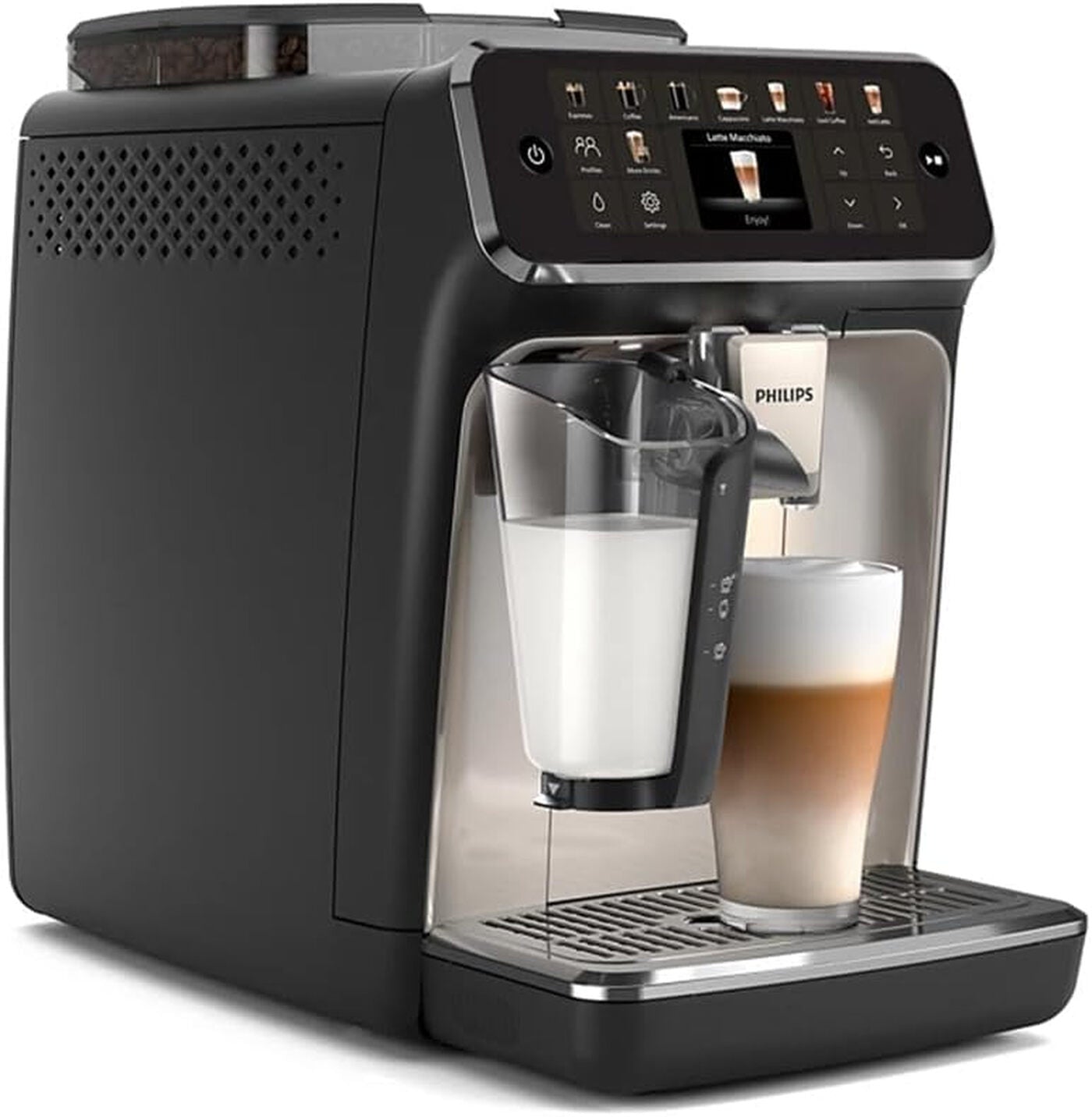 Kaffeevollautomat Serie 5500 EP5547/90 - 20 Kaffeespezialitäten, Mit LatteGo-Milchsystem,  SilentBrew Technologie, Schwarz verchromt