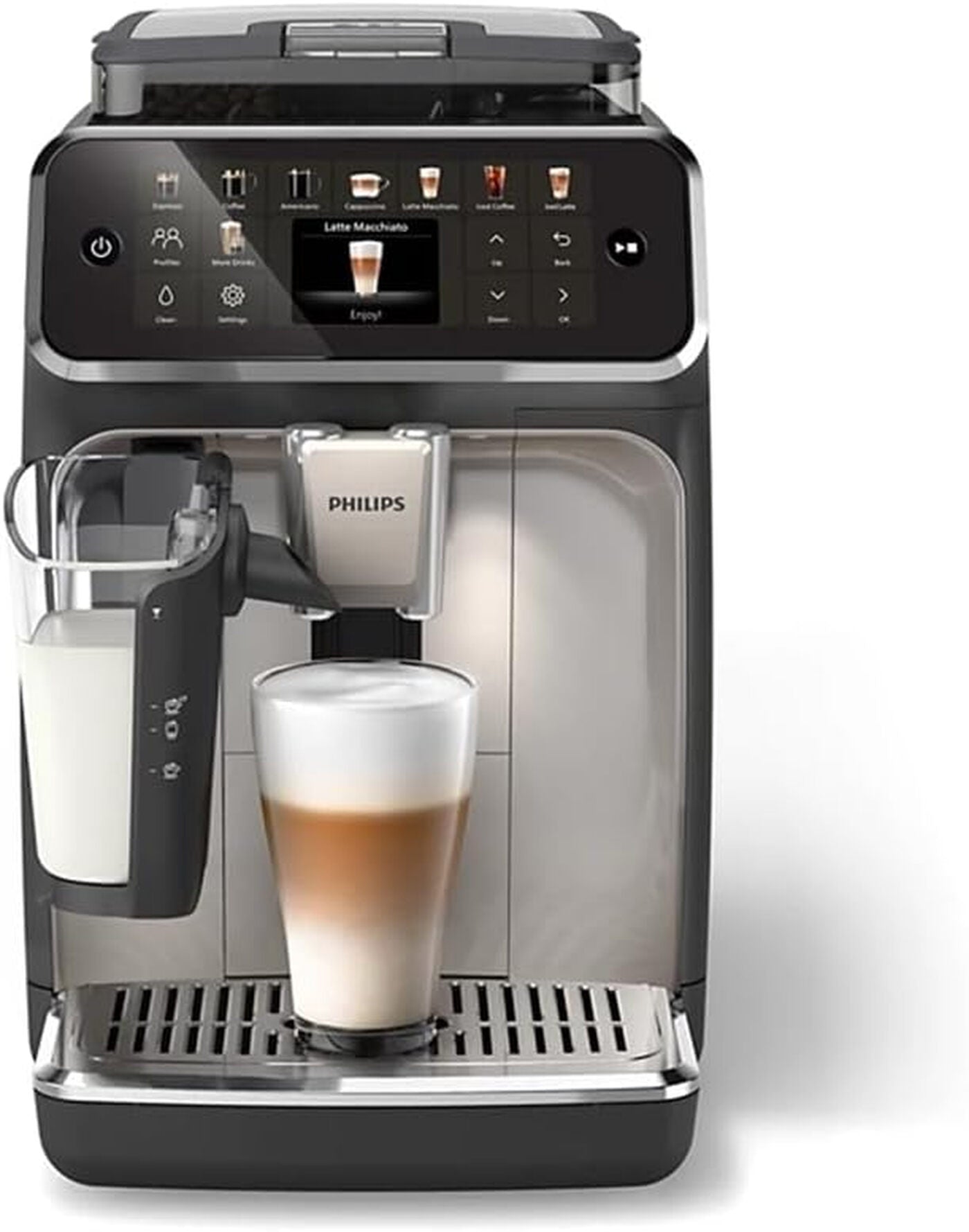 Kaffeevollautomat Serie 5500 EP5547/90 - 20 Kaffeespezialitäten, Mit LatteGo-Milchsystem,  SilentBrew Technologie, Schwarz verchromt