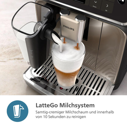 Kaffeevollautomat Serie 5500 EP5547/90 - 20 Kaffeespezialitäten, Mit LatteGo-Milchsystem,  SilentBrew Technologie, Schwarz verchromt