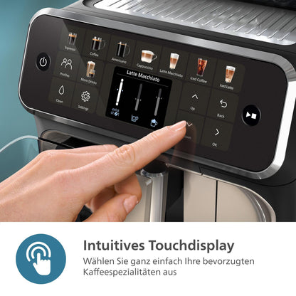 Kaffeevollautomat Serie 5500 EP5547/90 - 20 Kaffeespezialitäten, Mit LatteGo-Milchsystem,  SilentBrew Technologie, Schwarz verchromt